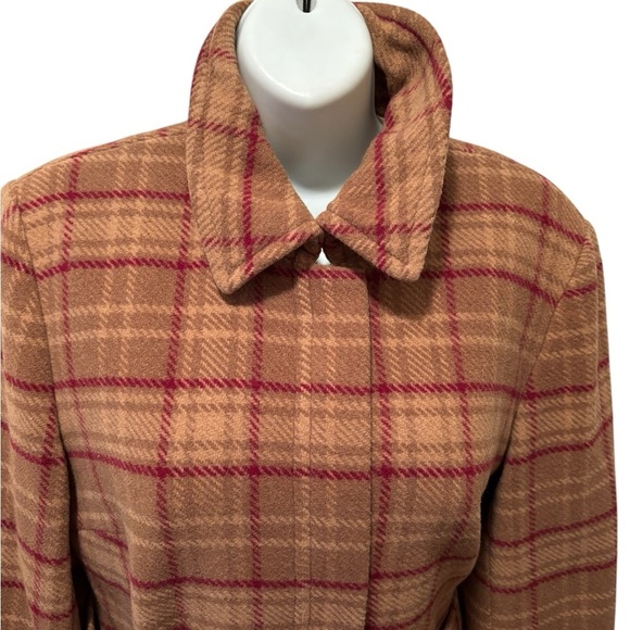 VTG J. Crew Plaid Clueless Preppy Wool Belted Trench Coat M Pockets Lined - Picture 3 of 12
